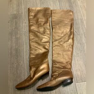 VINTAGE metallic bronze thigh high boot